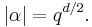 |\alpha| = q^{d/2}.