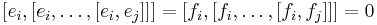 [e_i,[e_i,\ldots,[e_i,e_j]]]= [f_i,[f_i,\ldots,[f_i,f_j]]] = 0\ 