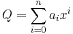 Q=\sum_{i=0}^n a_ix^i