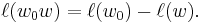 \ell(w_0w) = \ell(w_0) - \ell(w).