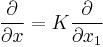 \frac{\part}{\part x}=K\frac{\part}{\part x_1}