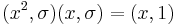 (x^2,\sigma)(x,\sigma)=(x,1)