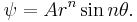 \psi=Ar^n\sin n\theta.\,