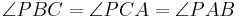 \angle PBC = \angle PCA = \angle PAB