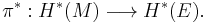 \pi^*:H^*(M)\longrightarrow H^*(E). 