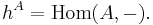 h^A = \mathrm{Hom}(A,-).