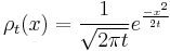  \rho_t(x) = {1\over \sqrt{2\pi t}} e^{-x^2 \over 2t} 