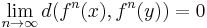 \lim_{n\to\infty} d(f^n(x),f^n(y))=0