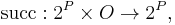 \operatorname{succ}: 2^P \times O \rightarrow 2^P,