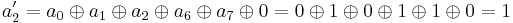 a_2' = a_0 \oplus a_1 \oplus a_2 \oplus a_6 \oplus a_7 \oplus 0 = 0 \oplus 1 \oplus 0 \oplus 1 \oplus 1 \oplus 0 = 1