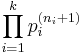 \prod_{i = 1}^k p_i^{(n_i %2B1)}