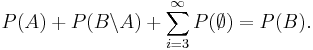 P(A)%2BP(B\backslash A)%2B\sum_{i=3}^\infty P(\emptyset)=P(B).