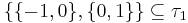 \{\{-1, 0\}, \{0, 1\}\} \subseteq \tau_1