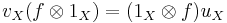 v_X (f \otimes 1_X) = (1_X \otimes f) u_X