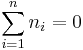 \sum_{i=1}^n n_i=0