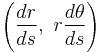 \left(\frac{dr}{ds},\ r\frac{d\theta}{ds}\right)