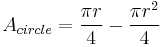 A_{circle}=\frac{\pi r}{4}-\frac{\pi r^2}{4}