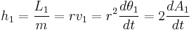 
h_1 = \frac{L_1}{m} = r v_1 = r^2 \frac{d\theta_1}{dt} = 2 \frac{dA_1}{dt}
