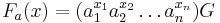 F_{a}(x) = (a_{1}^{x_{1}} a_{2}^{x_{2}}\dots a_{n}^{x_{n}})G 