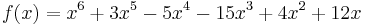 f(x)=x^6%2B3x^5-5x^4-15x^3%2B4x^2%2B12x