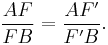 \frac{AF}{FB} = \frac{AF'}{F'B}.