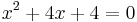 x^2%2B4x%2B4=0