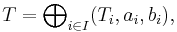 T = \bigoplus\nolimits_{i\in I} (T_i, a_i, b_i),