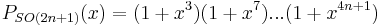 P_{SO(2n%2B1)}(x) = (1%2Bx^3)(1%2Bx^7)...(1%2Bx^{4n%2B1})