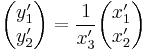  \begin{pmatrix} y'_1 \\ y'_2 \end{pmatrix} = \frac{1}{x'_3} \begin{pmatrix} x'_1 \\ x'_2 \end{pmatrix} 