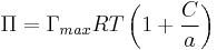 \Pi = \Gamma_{max}RT \left(1%2B\frac{C}{a}\right)