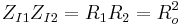 Z_{I1}Z_{I2}=R_1R_2=R_o^2