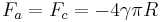 
   F_a = F_c = -4\gamma\pi R \,
 