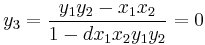 y_3 = \frac{y_1 y_2 - x_1 x_2}{1 - dx_1 x_2 y_1 y_2} = 0