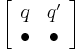 
\left[ {\begin{array}{*{20}c}
   q & {q'}  \\
    \bullet  &  \bullet
\end{array}} \right]
