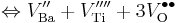  \Leftrightarrow V_\mathrm{Ba}'' %2B V_\mathrm{Ti}'''' %2B 3V_\mathrm{O}^{\bullet \bullet}