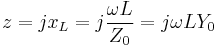 z=jx_L=j \frac{\omega L}{Z_0}=j\omega LY_0\,