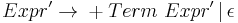 Expr' \rightarrow {} %2B Term\ Expr'\,|\,\epsilon