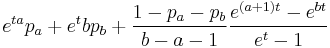 e^{ta}p_a%2Be^tbp_b%2B\frac{1-p_a-p_b}{b-a-1}\frac{e^{(a%2B1)t}-e^{bt}}{e^t-1}