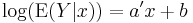 \log (\operatorname{E}(Y|x))=a' x %2B b\,