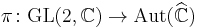 \pi\colon \mbox{GL}(2,\mathbb C) \to \mbox{Aut}(\widehat{\mathbb C})