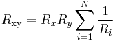 R_\mathrm{xy} = R_xR_y\sum_{i=1}^N \frac{1}{R_i}