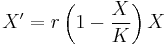 X^{\prime}=r\left(1 - \frac{X}{K}\right)X