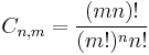 C_{n, m} = \frac{(mn)!}{(m!)^n n!}