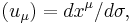 (u_\mu)=dx^\mu/d\sigma,\;