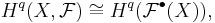  H^q(X,\mathcal F) \cong H^q(\mathcal F^\bullet(X)), 