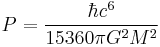 P = \frac{\hbar c^6}{15360 \pi G^2 M^2} \;