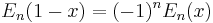 E_n(1-x)=(-1)^n E_n(x)\,