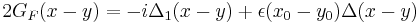 \,2 G_F(x-y) = -i \Delta_1(x-y) %2B \epsilon(x_0 - y_0) \Delta(x-y) 