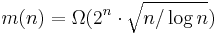 m(n) = \Omega(2^n \cdot \sqrt{n / \log n})