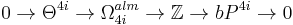 0 \to \Theta^{4i} \to \Omega^{alm}_{4i} \to \mathbb{Z} \to bP^{4i} \to 0